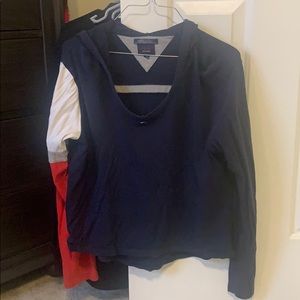 crop top jacket navy blue w/one sleeve red&white
